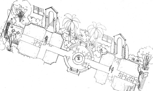 Francisco Palms Courtyard (artist's drawing)