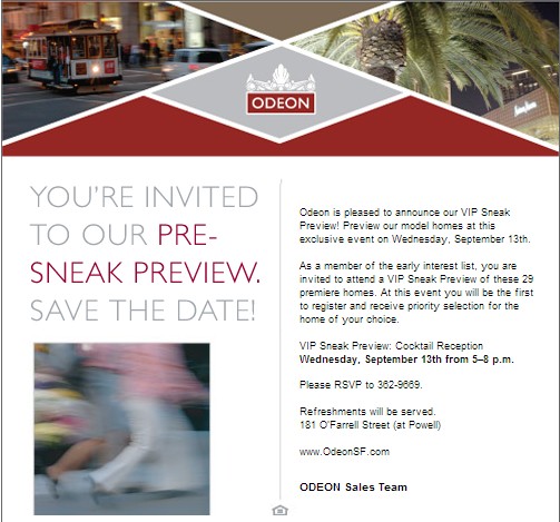 Odeon VIP Sneak Preview Invitation