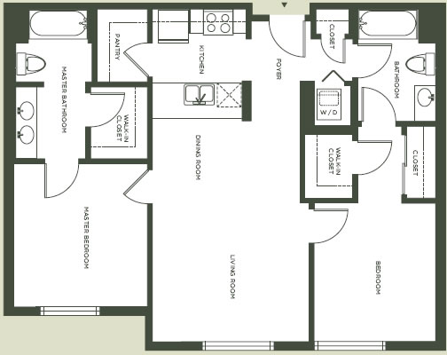 The Potrero: Two Bedroom Floor Plan