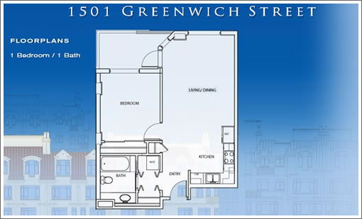 1501 Greenwich: One-bedroom floor plan