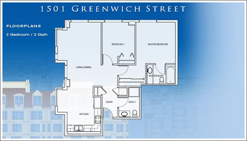 1501 Greenwich: Two-bedroom floor plan