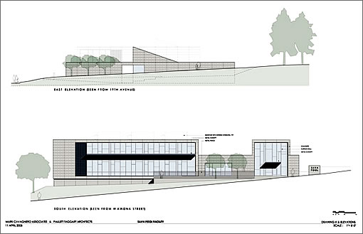 Sava Pool: South and East Elevations