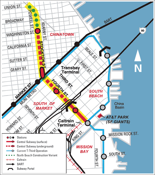 San Francisco Subway Extension Map (Image Source: sfmta.com)