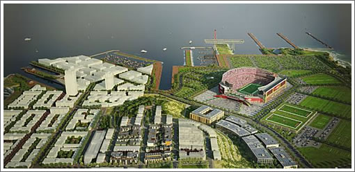Candlestick/Hunters Point Rendering: Proposed 49ers Stadium