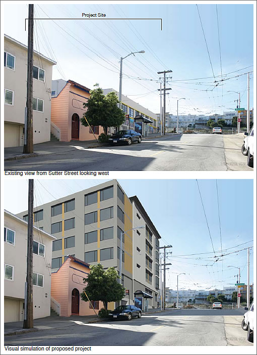 800 Presidio Avenue Rendering: View from Sutter looking north