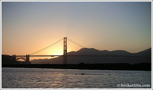 The sun sets over Golden Gate Bridge (www.SocketSite.com)