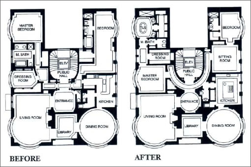 1001 California #3: Before and After Floor Plans