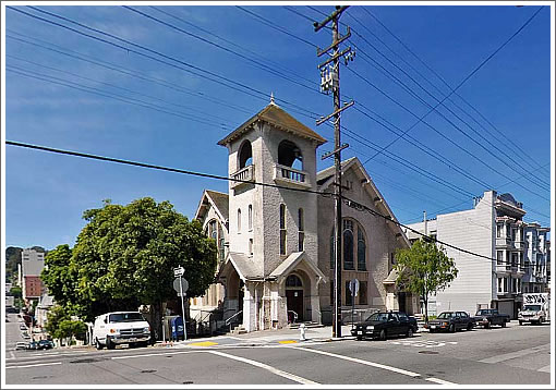 First St. John's United Methodist Church at Larkin and Clay (Image Source: MapJack.com)