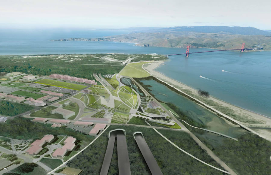 New Presidio Parklands Concept Design - SNØHETTA Aerial