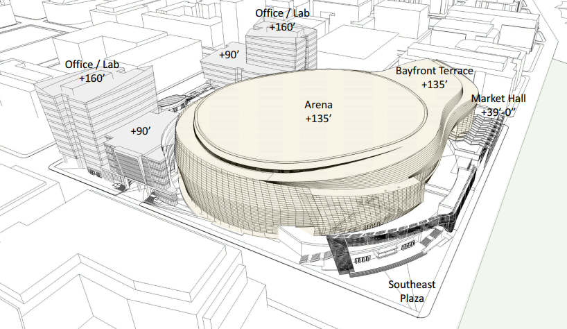 Warriors Mission Bay Arena Concept Design: Southeast View