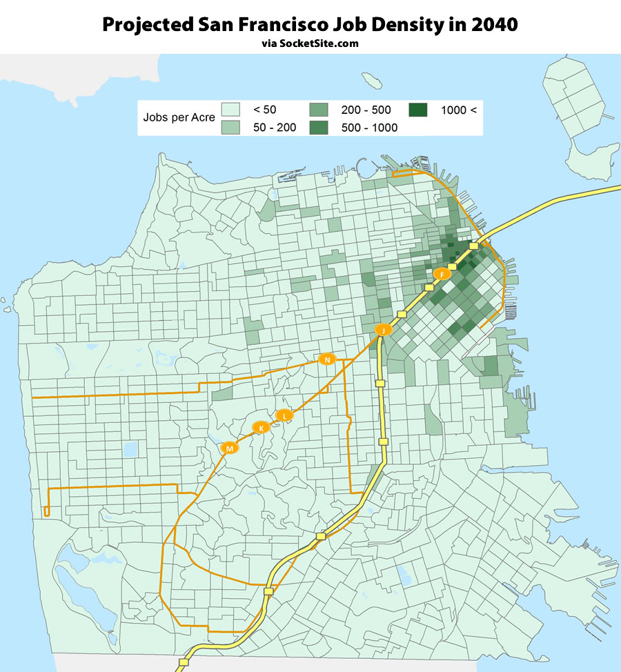 Projected San Francisco Job Density circa 2040