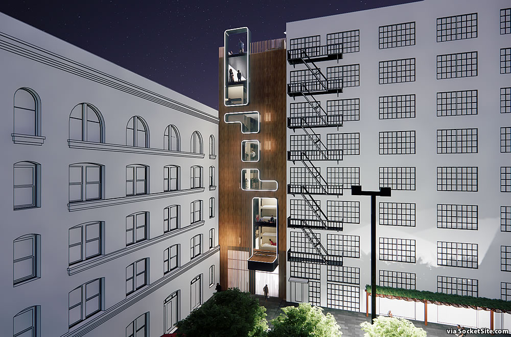Plans for an 8-Story “Pod Hotel” on the Boards